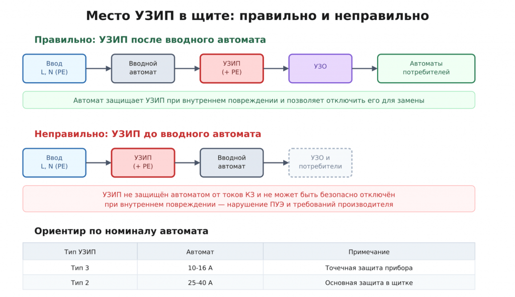 Место УЗИП в щитке